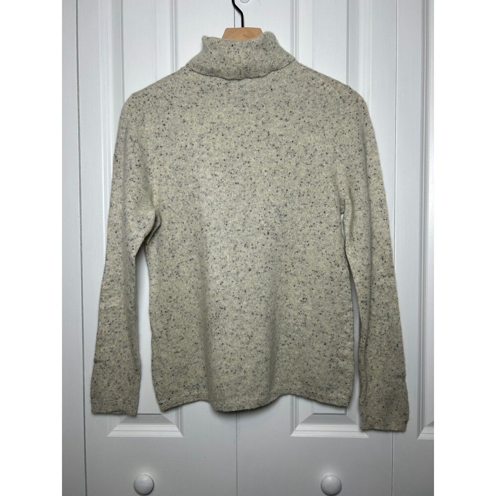 Charter Club Luxury 100% Cashmere Speckled Turtleneck Sweater Large Oatmeal Gray